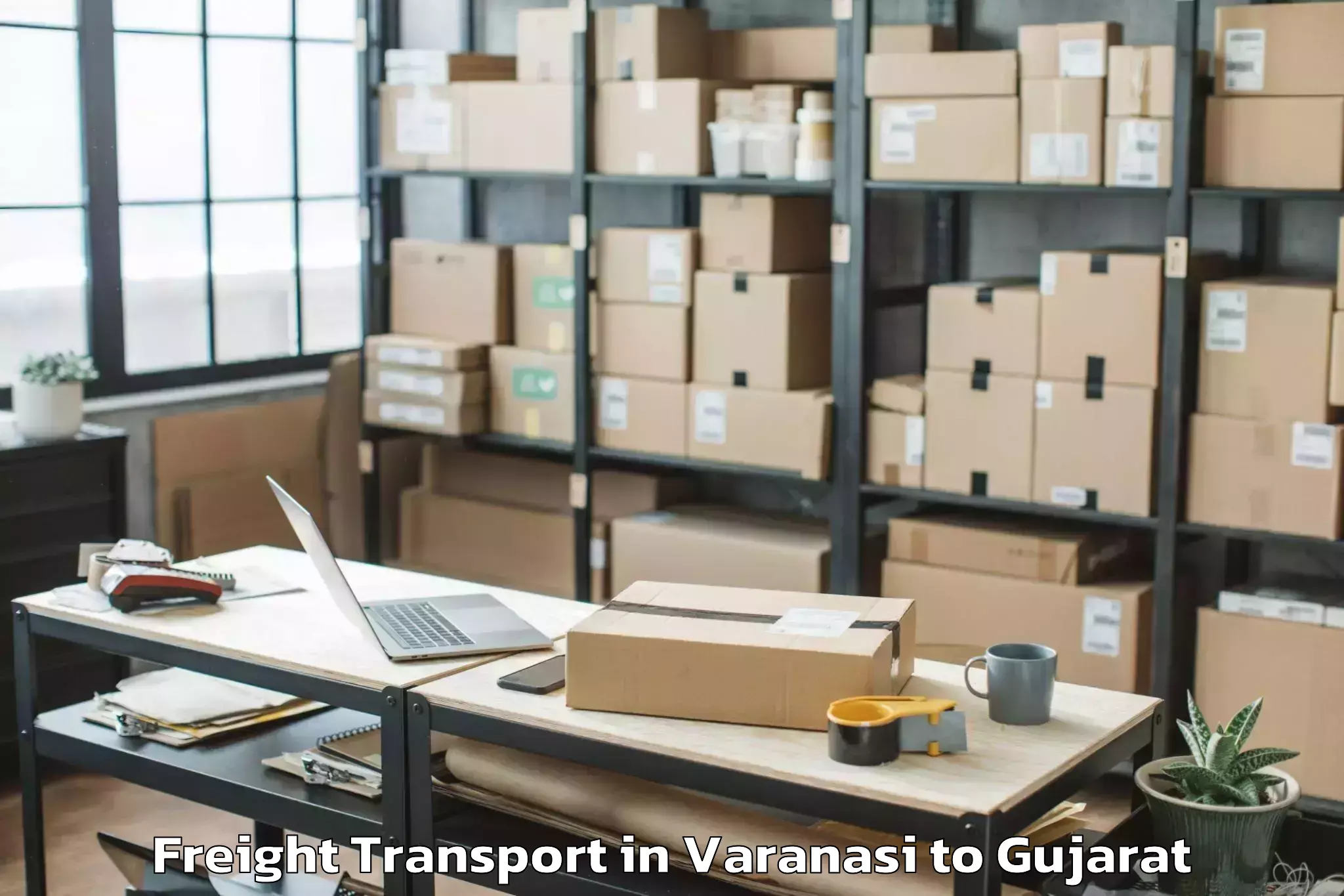 Trusted Varanasi to Jhalod Freight Transport